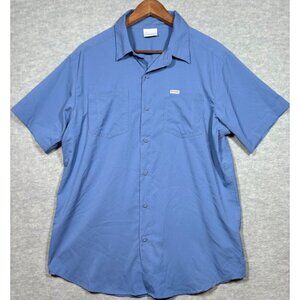 Columbia Sportswear Men's Short‎ Sleeve Button-Up Shirt Size M Blue Outdoor